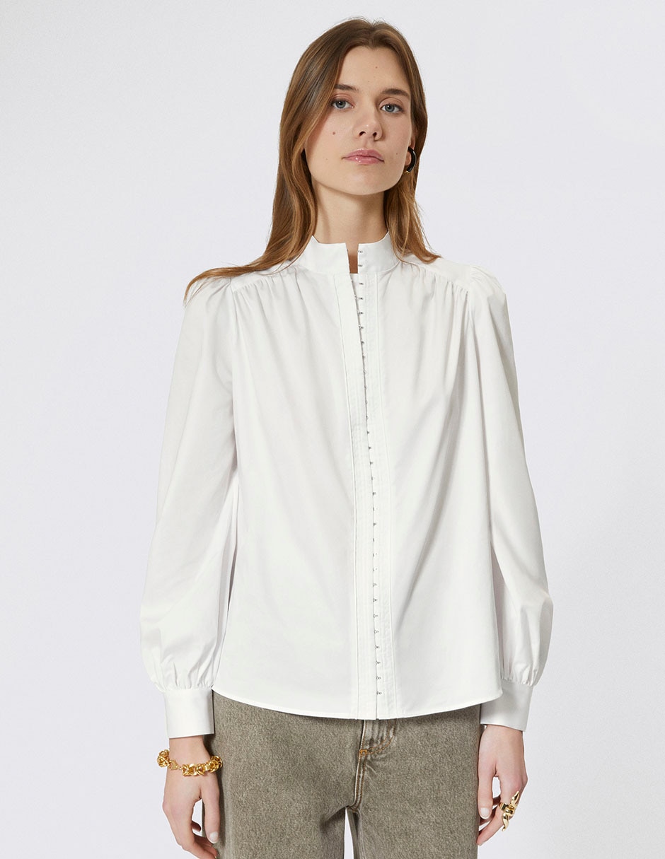 Camisa de algodón manga larga para mujer