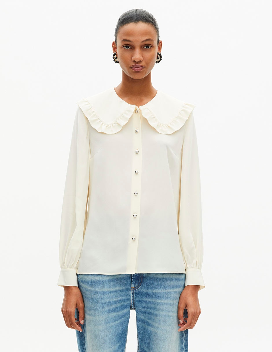 Camisa de seda manga larga para mujer