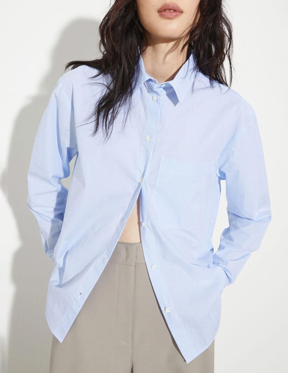 Camisa de algodón manga larga para mujer