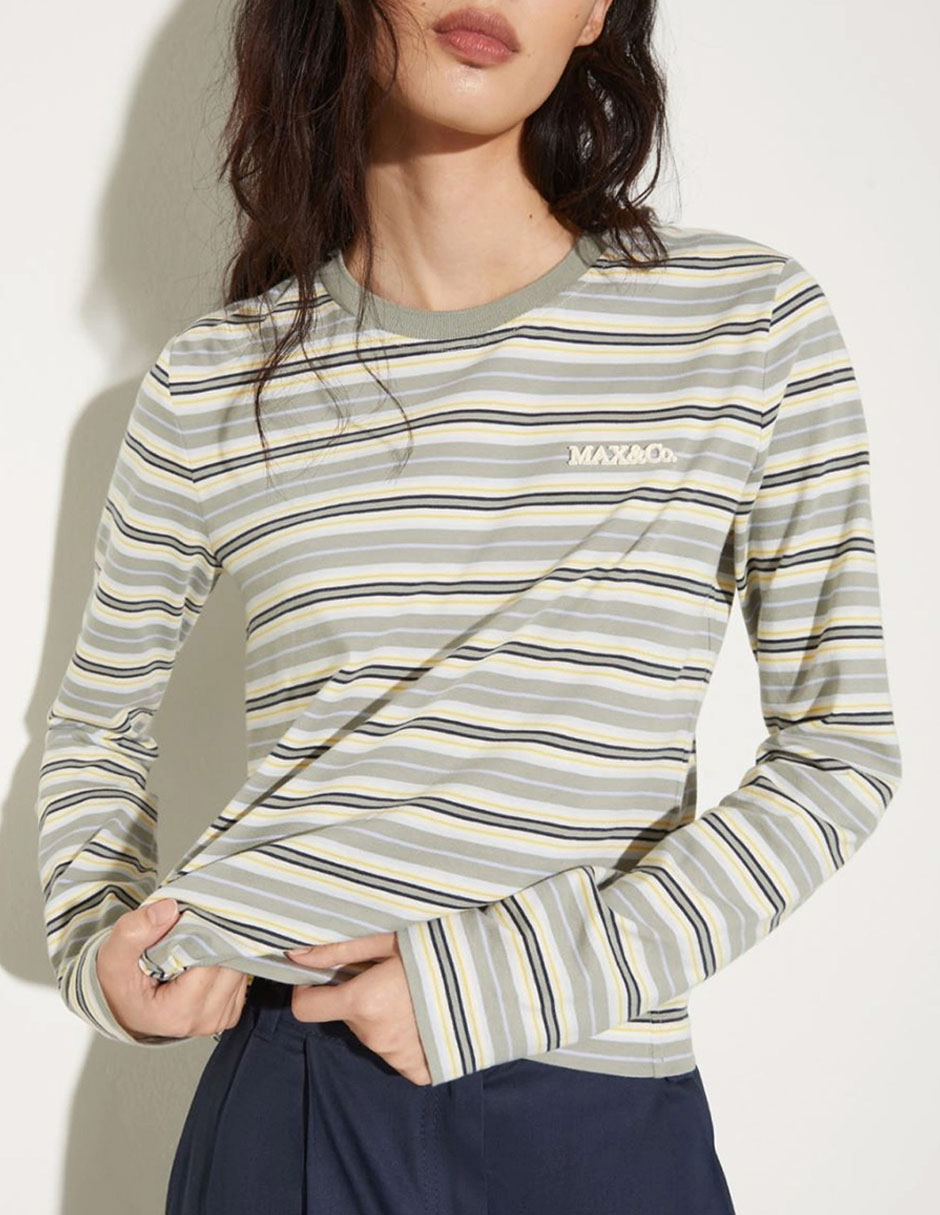 Playera manga larga cuello redondo para mujer