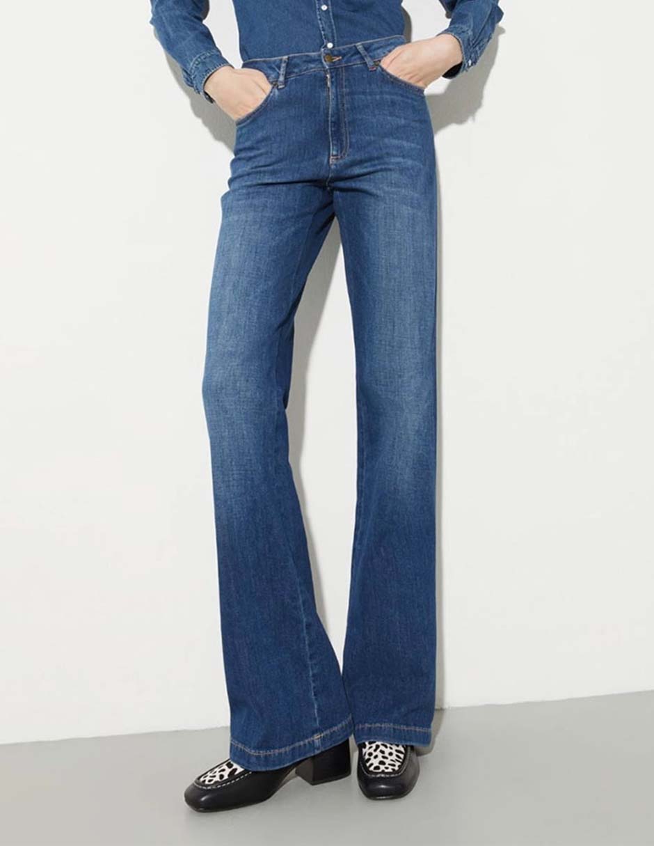 Jeans flare cintura media para mujer