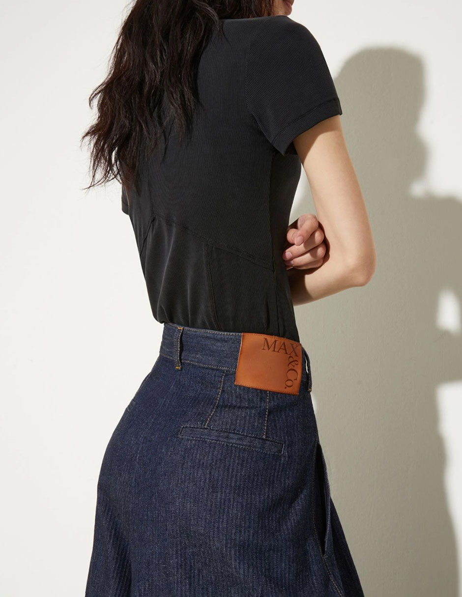Jeans relaxed amplio cintura media para mujer 5