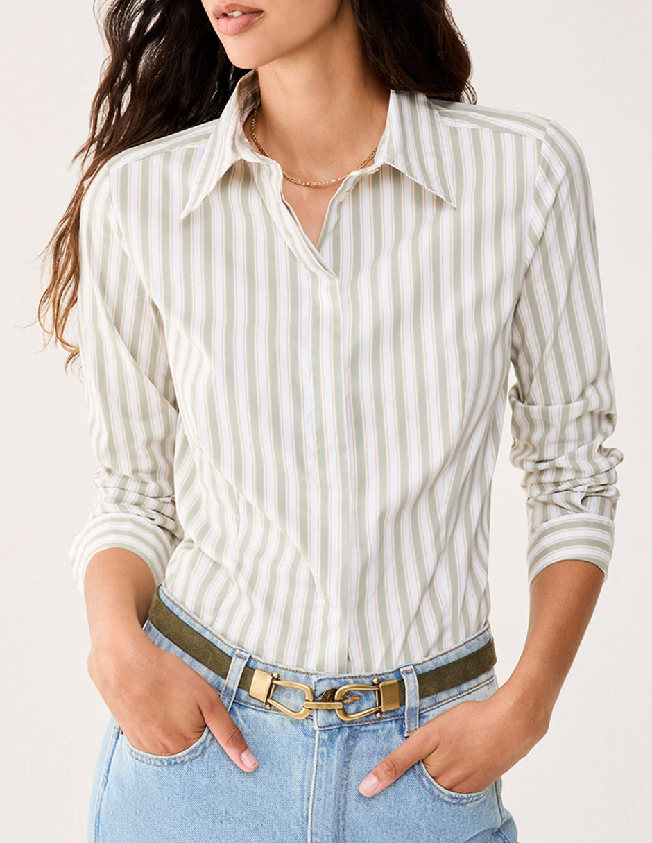 Camisa de algodón manga larga para mujer