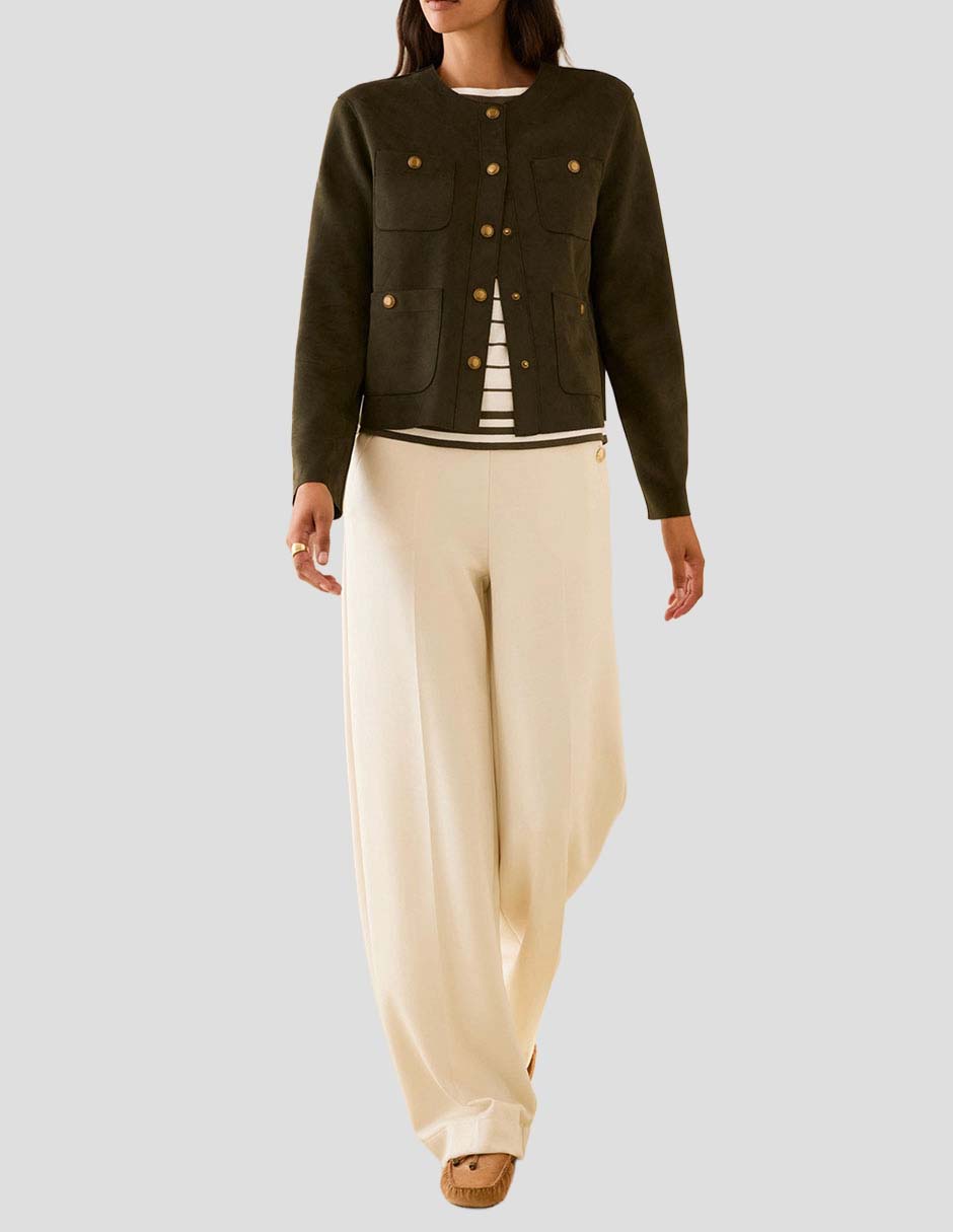 Pantalón plisado palazzo para mujer 4
