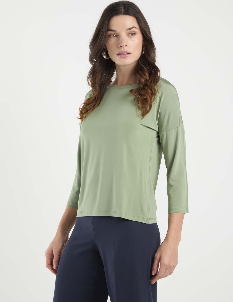 Playera manga 3/4 cuello redondo para mujer