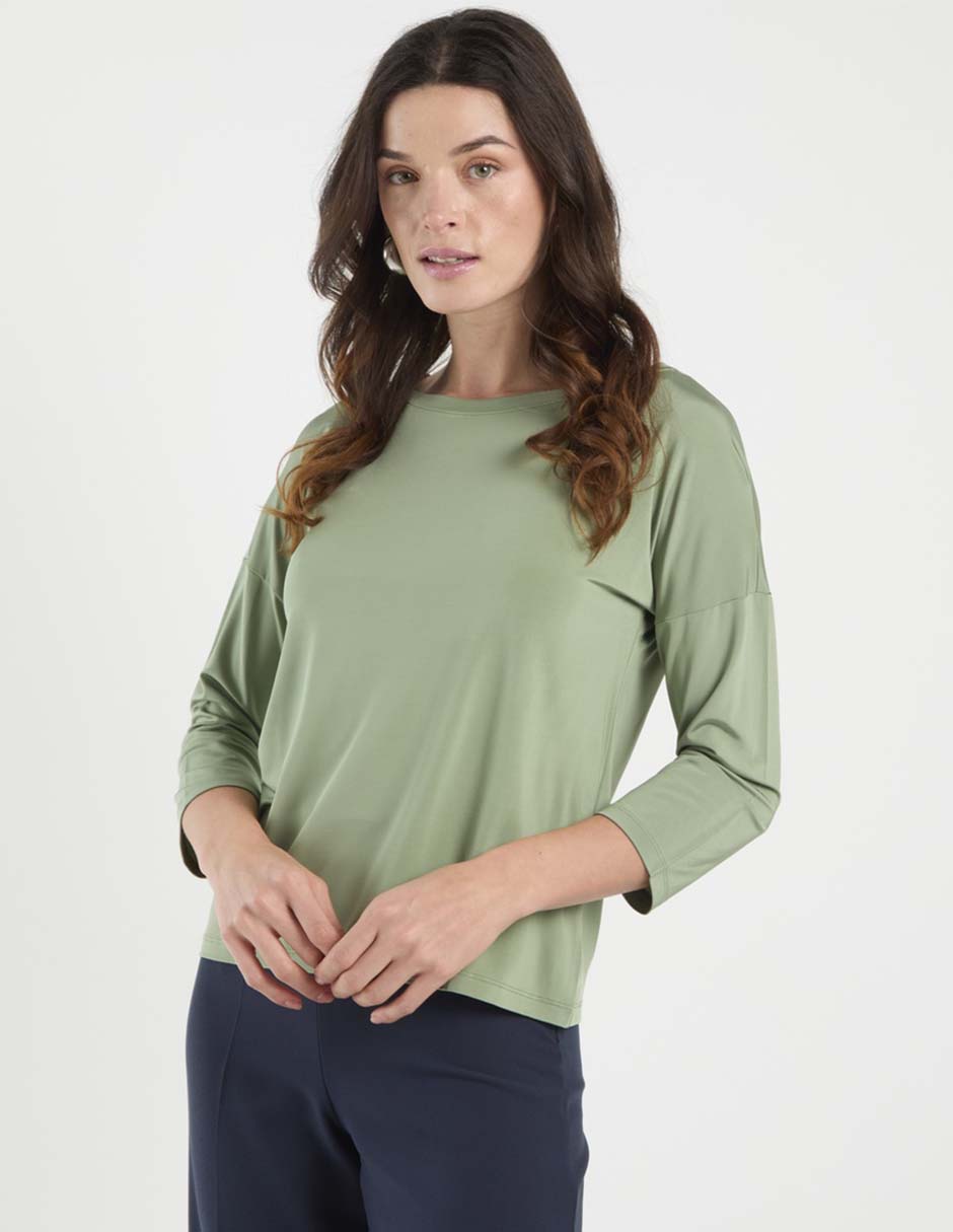 Playera manga 3/4 cuello redondo para mujer 7