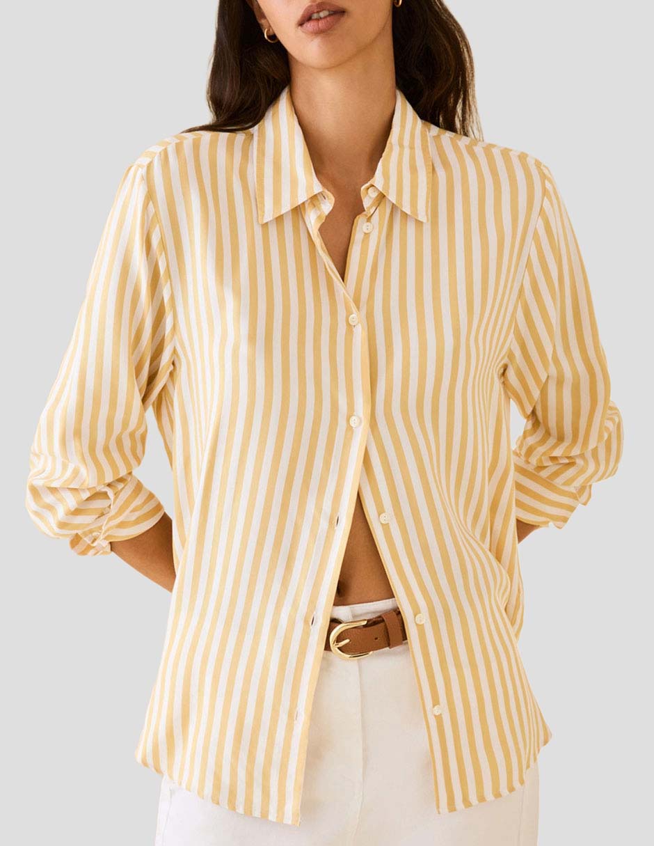 Camisa de algodón manga larga para mujer