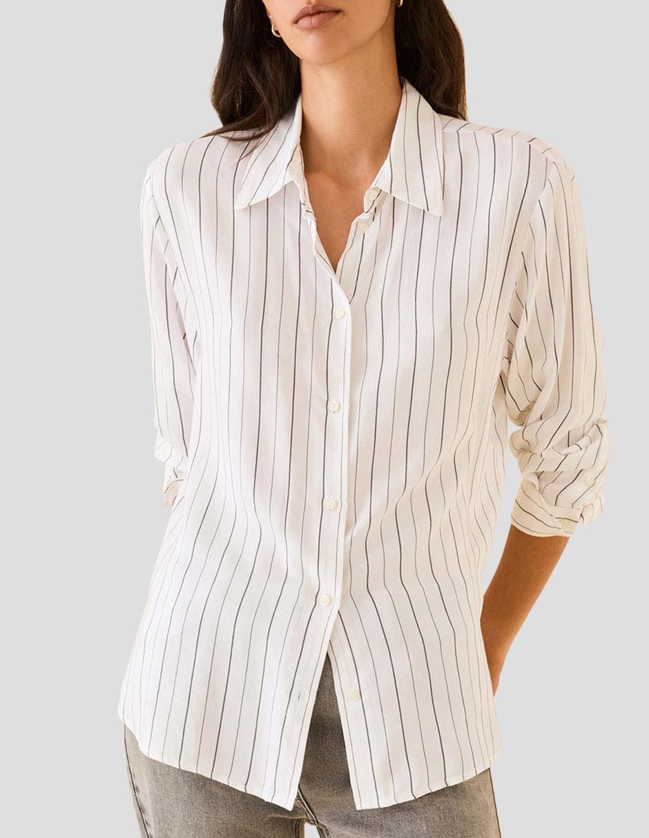 Camisa de algodón manga larga para mujer