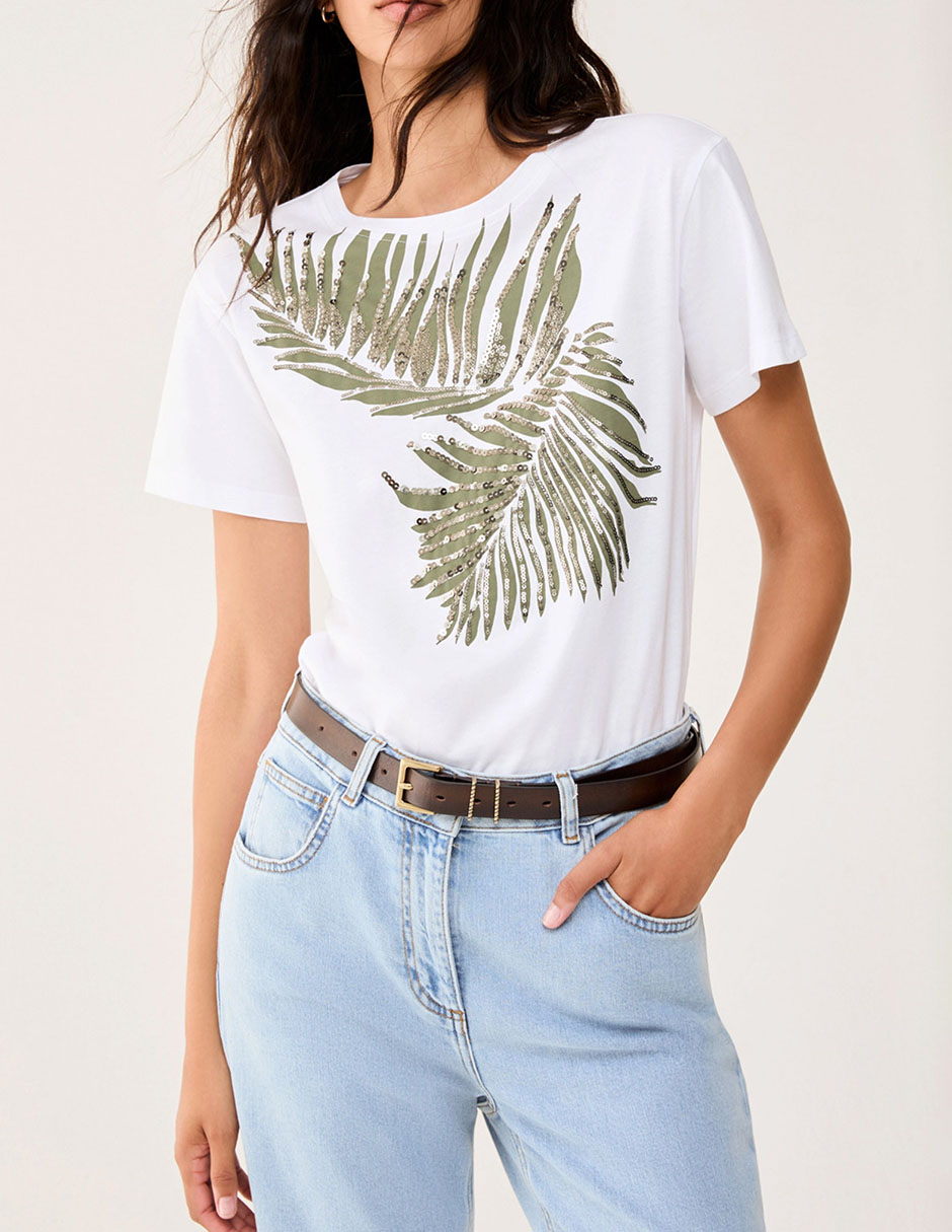 Playera manga corta cuello redondo para mujer