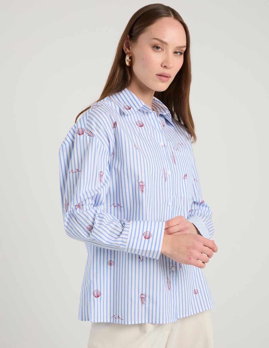 Camisa de algodón manga larga para mujer