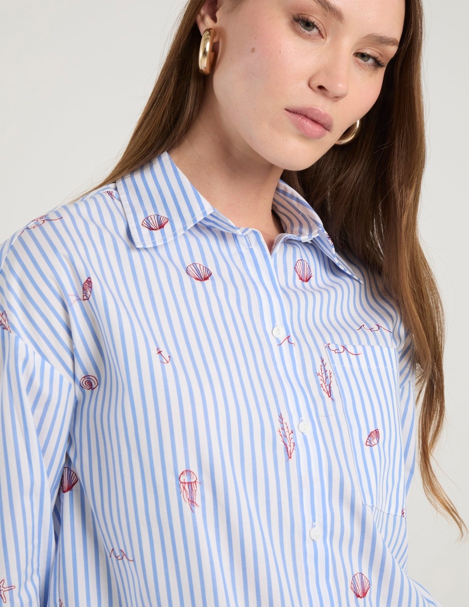 Camisa de algodón manga larga para mujer 4