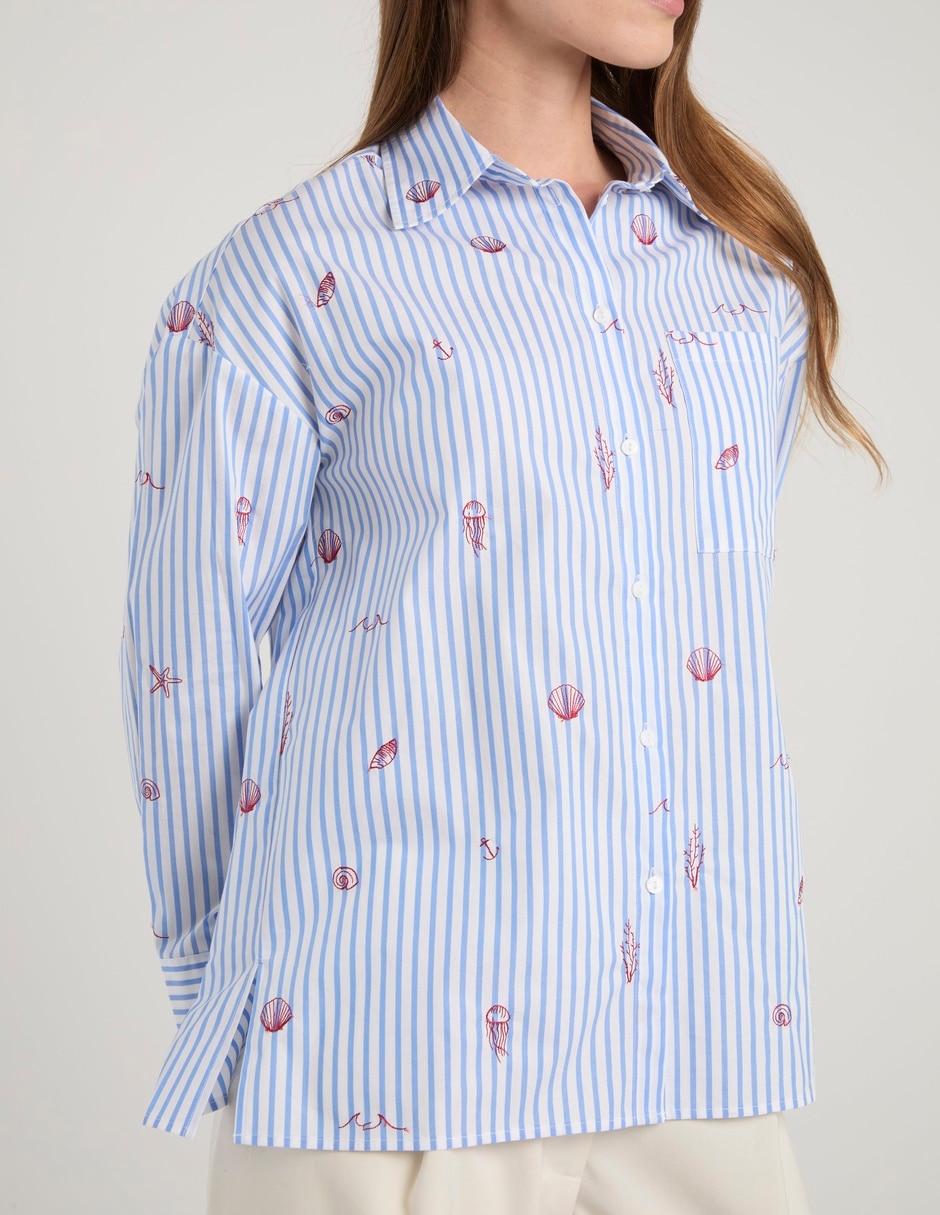 Camisa de algodón manga larga para mujer 5