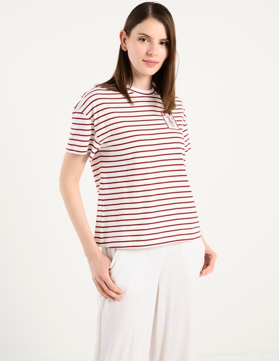 Playera manga corta cuello redondo para mujer