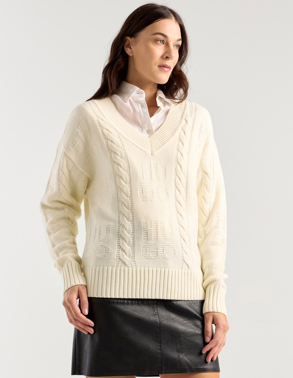 Suéter cuello V para mujer