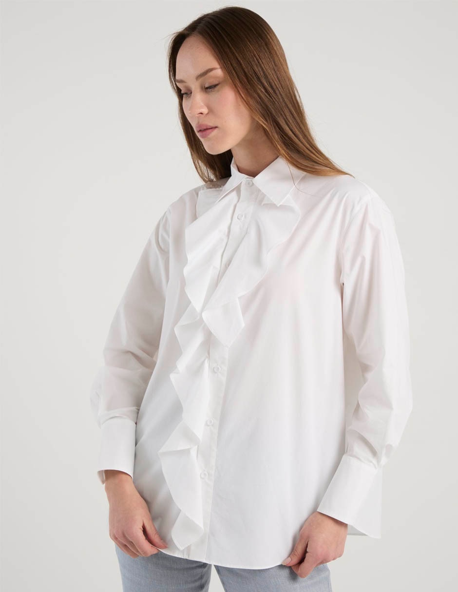 Camisa de algodón manga larga para mujer