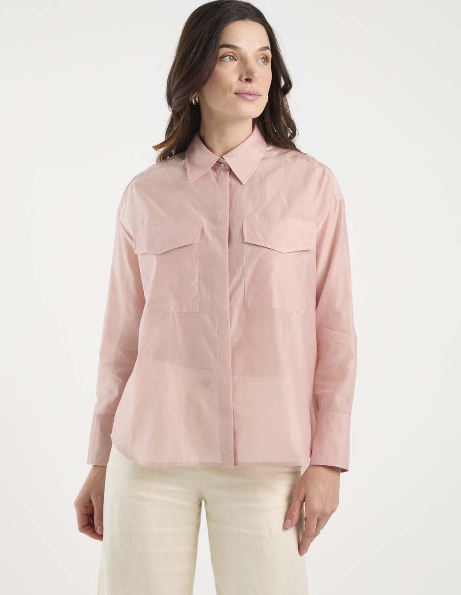 Camisa de algodón manga larga para mujer Camisa de algodón manga larga para mujer
