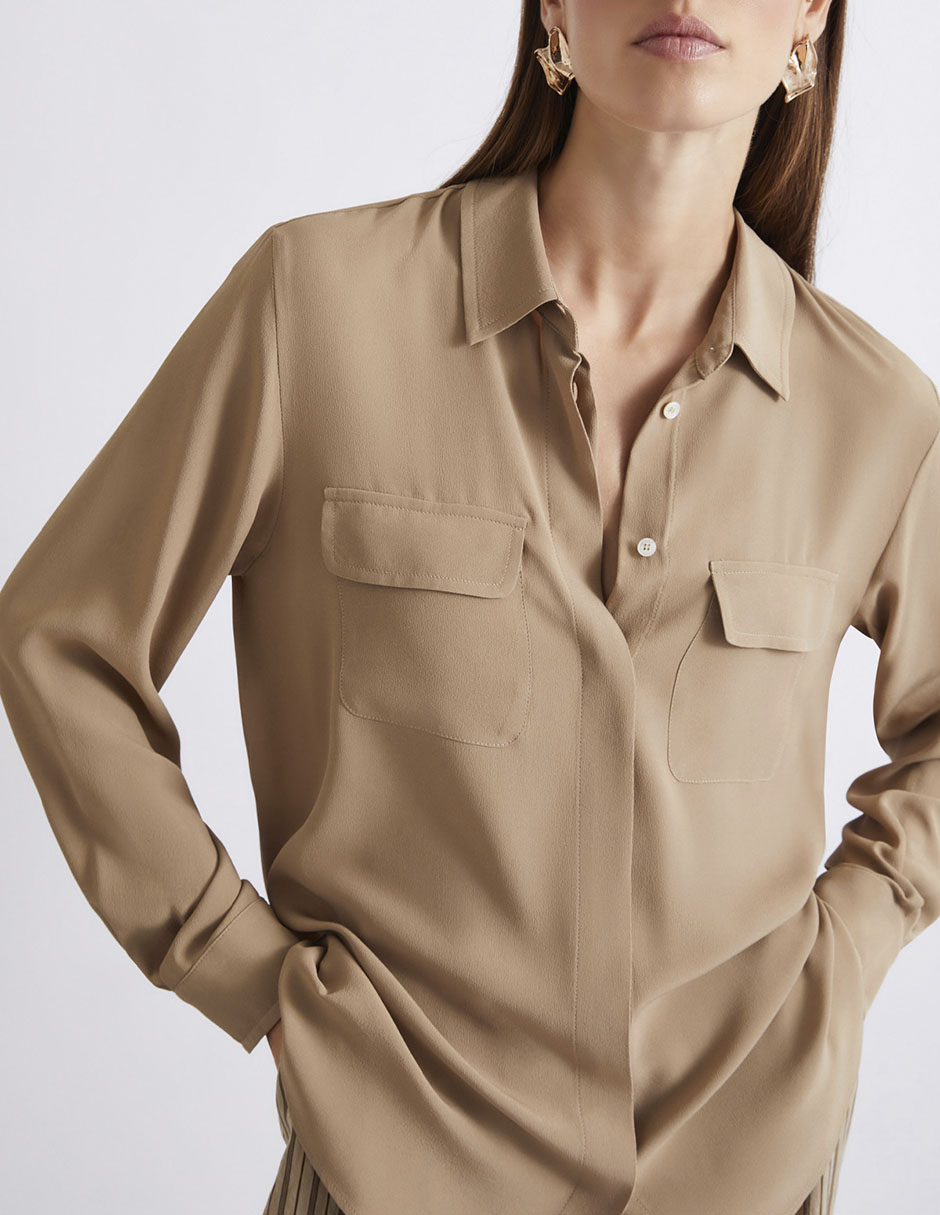 Camisa de algodón manga larga para mujer