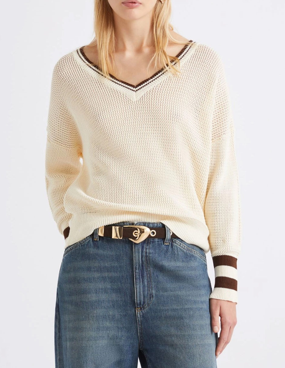 Suéter cuello V para mujer