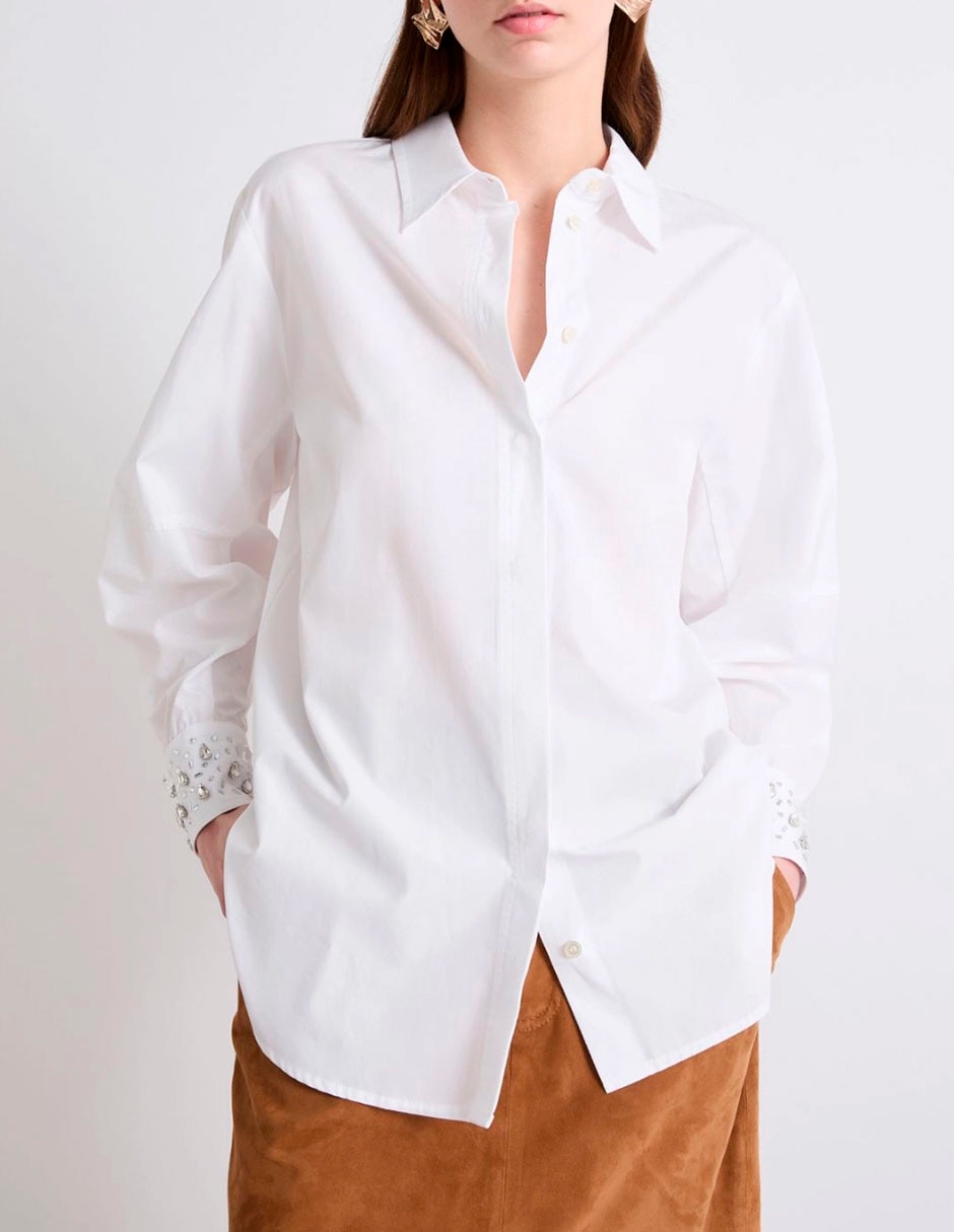 Camisa de algodón manga larga para mujer