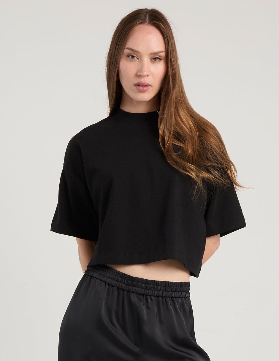 Playera manga al codo cuello redondo para mujer 2