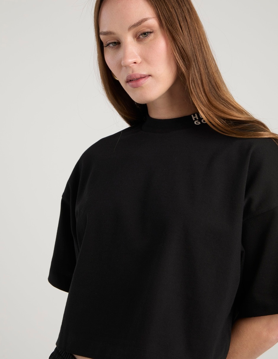 Playera manga al codo cuello redondo para mujer 5