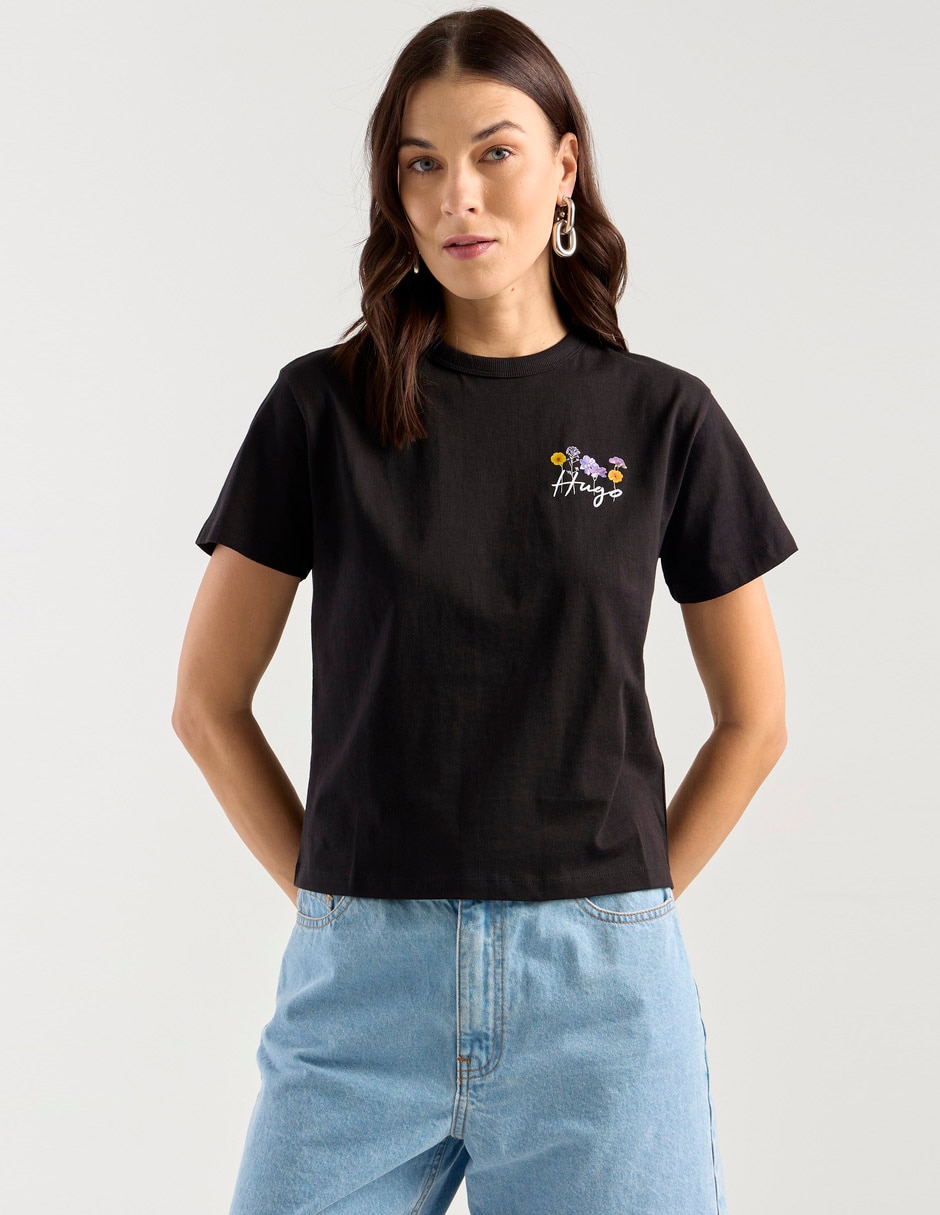 Playera manga corta cuello redondo para mujer