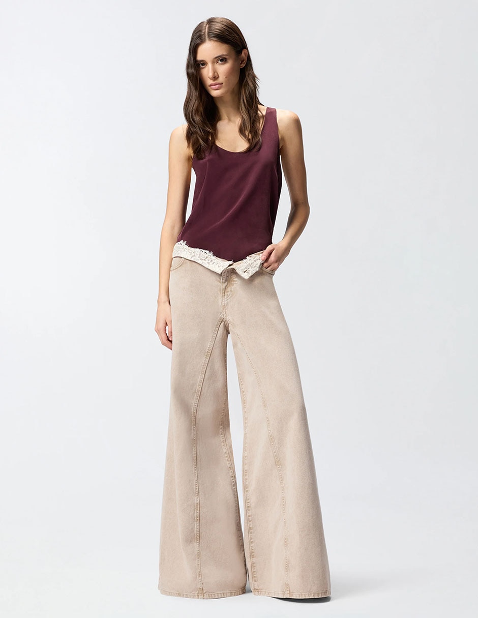 Jeans relaxed campana cintura para mujer 4
