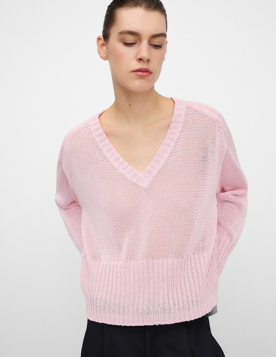 Suéter cuello V para mujer