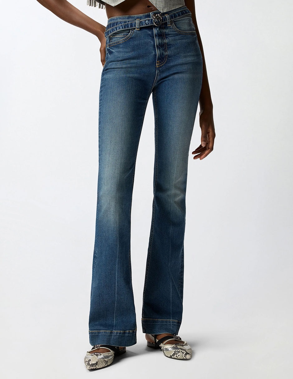 Jeans coulotte a la cintura para mujer