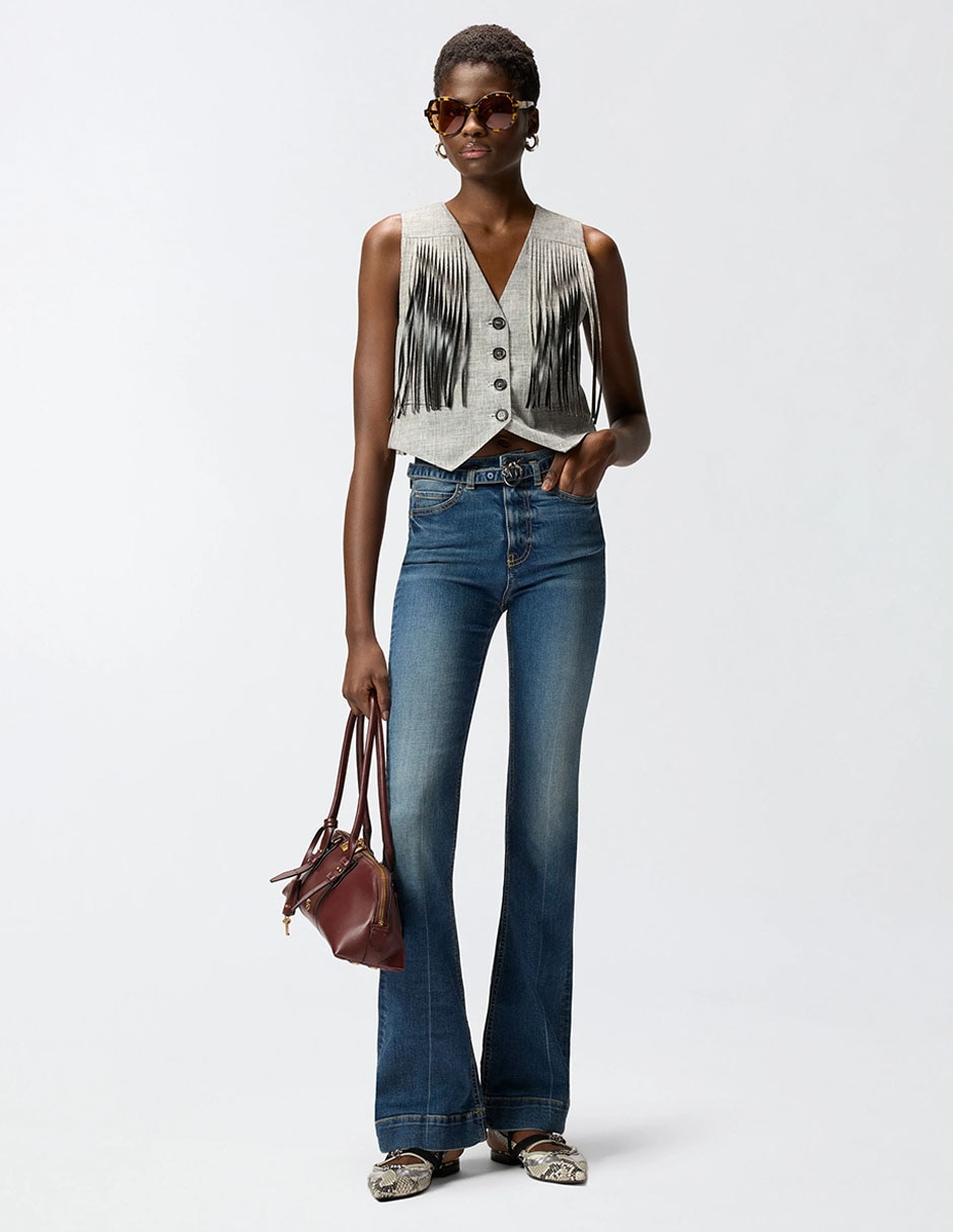 Jeans coulotte a la cintura para mujer 4