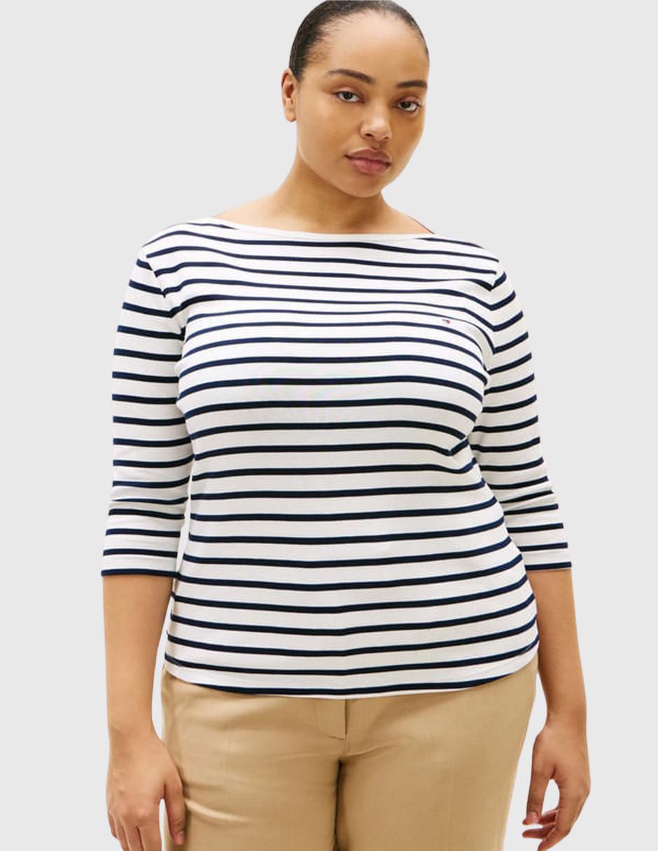 Playera manga 3/4 cuello ojal para mujer Playera manga 3/4 cuello ojal para mujer