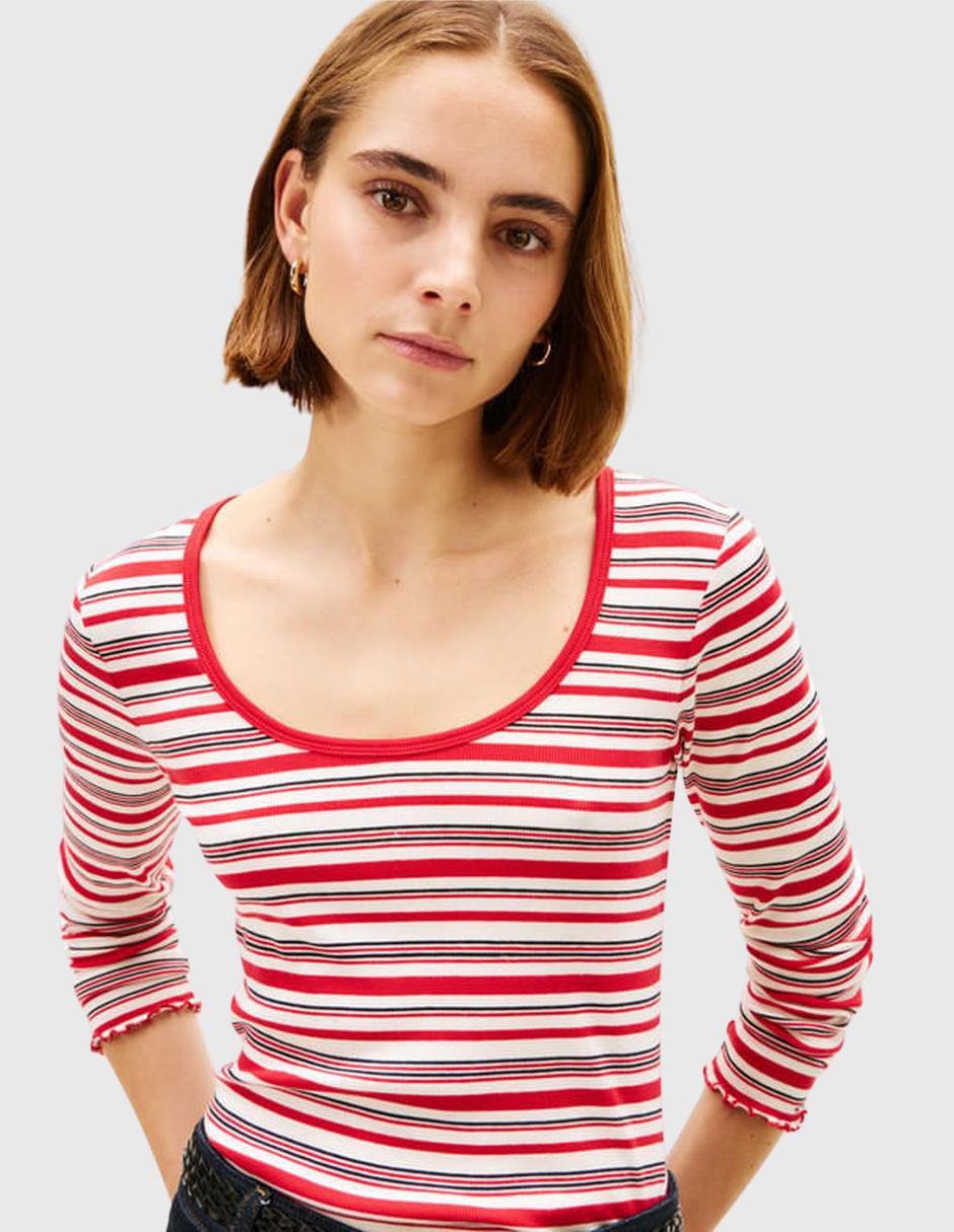 Playera manga larga cuello redondo para mujer 2