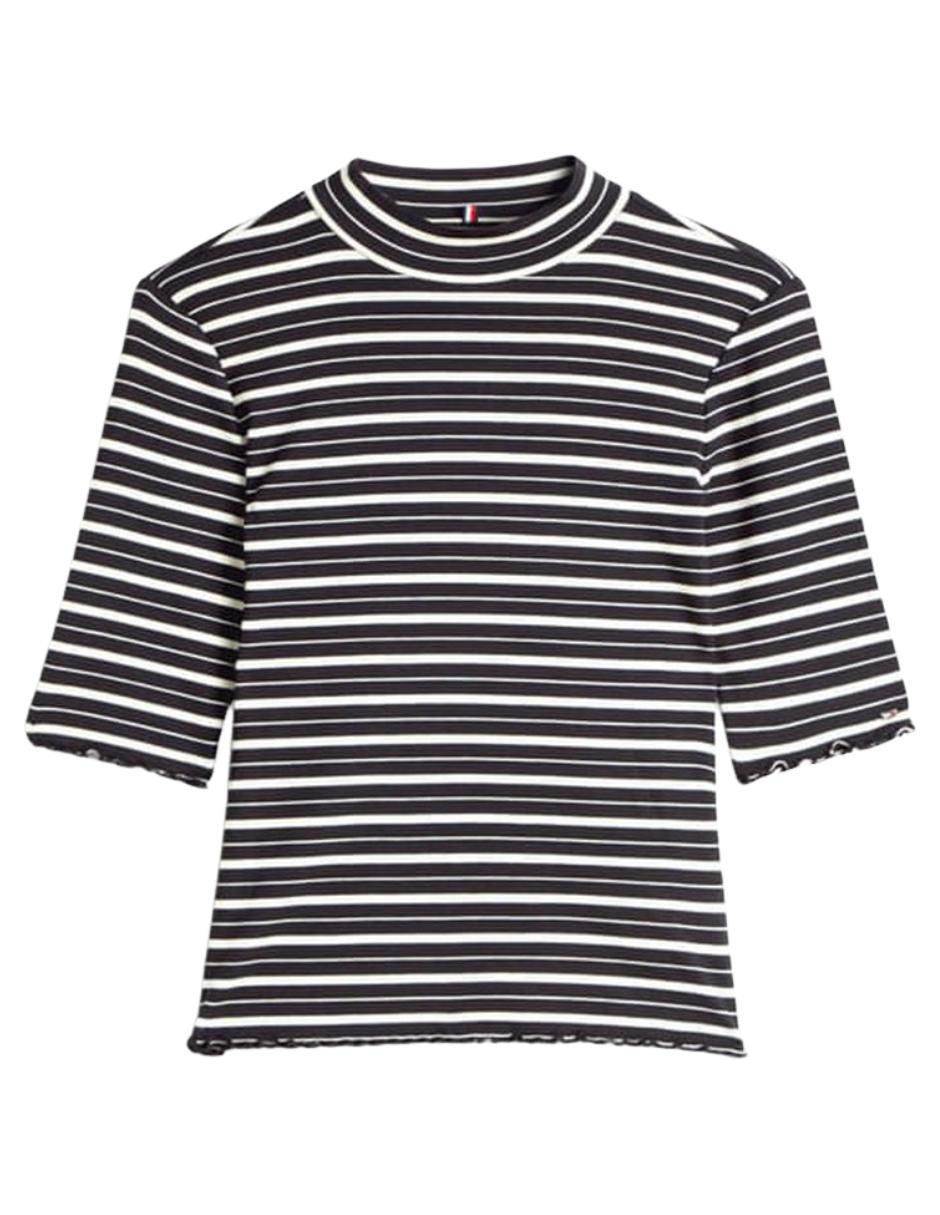 Playera manga al codo cuello redondo para mujer 2