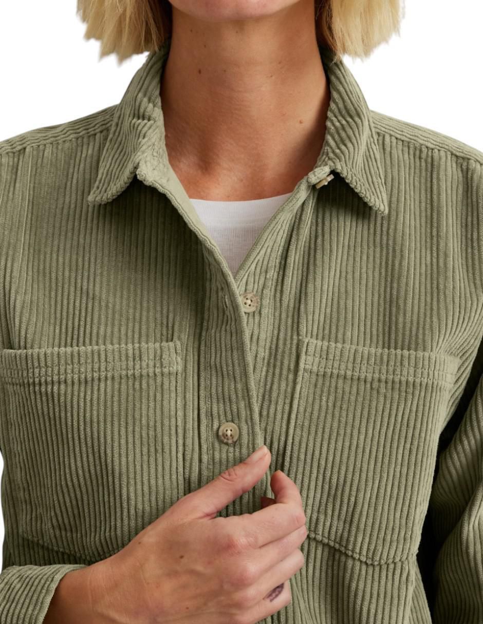 "camisa/sobrecamisa" eddie bauer "de" pana "manga" larga "para mujer"
