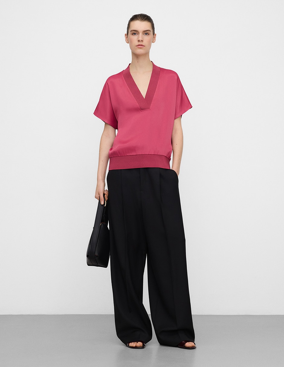 Blusa manga corta para mujer