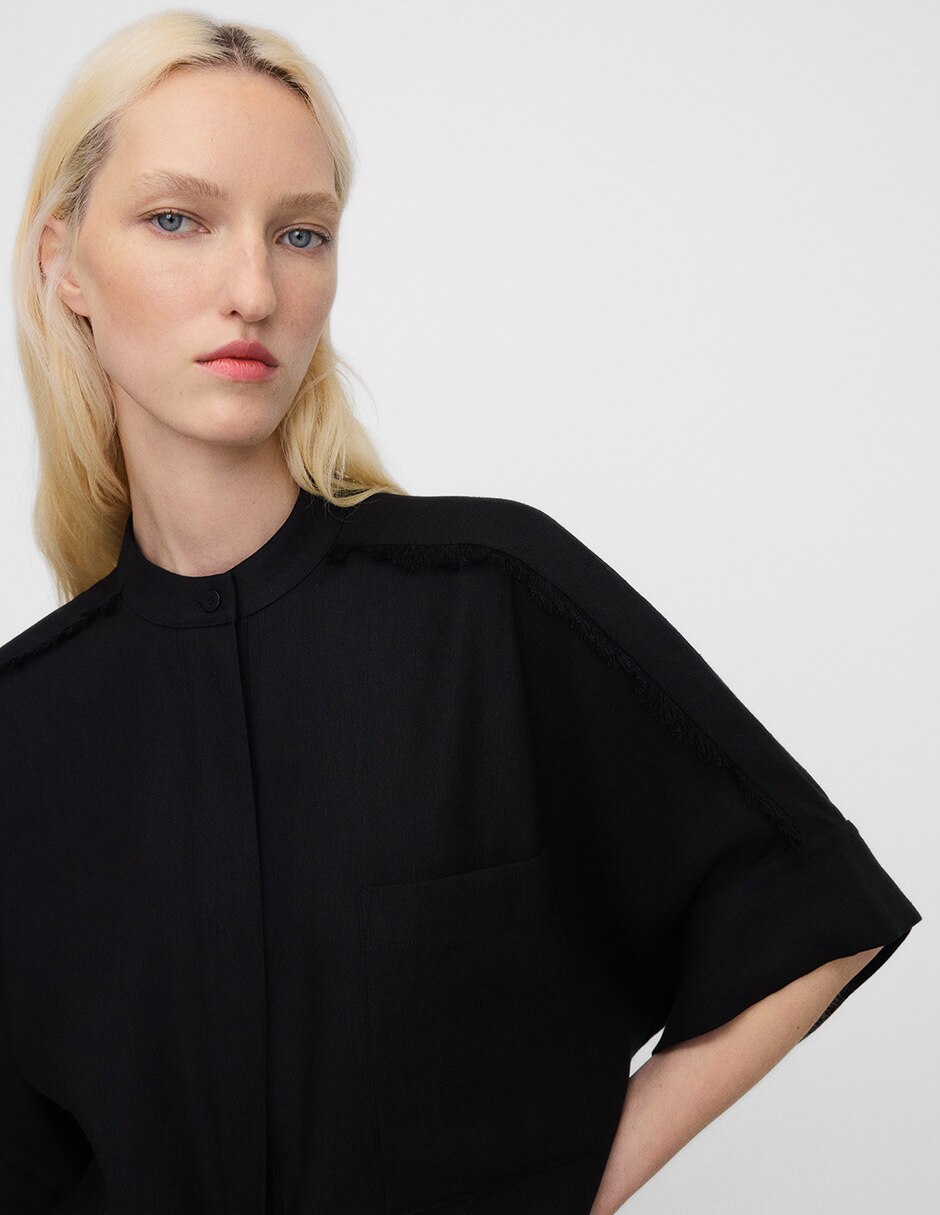 Camisa de lino manga al codo para mujer 4