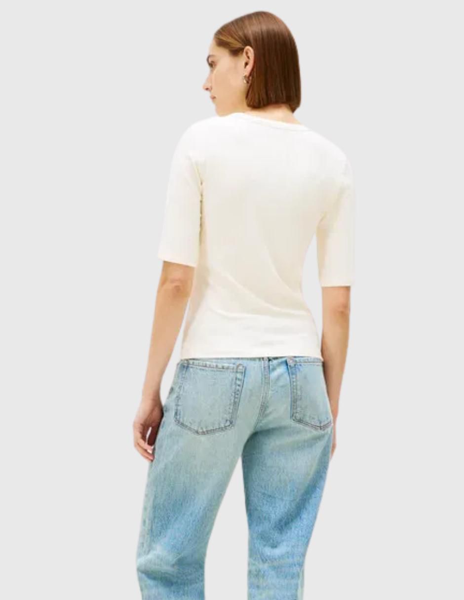 Playera manga al codo cuello redondo para mujer 3