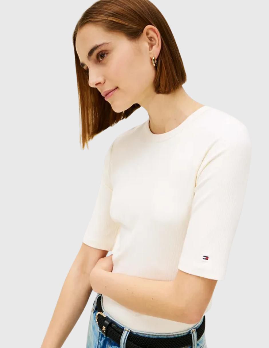 Playera manga al codo cuello redondo para mujer 4